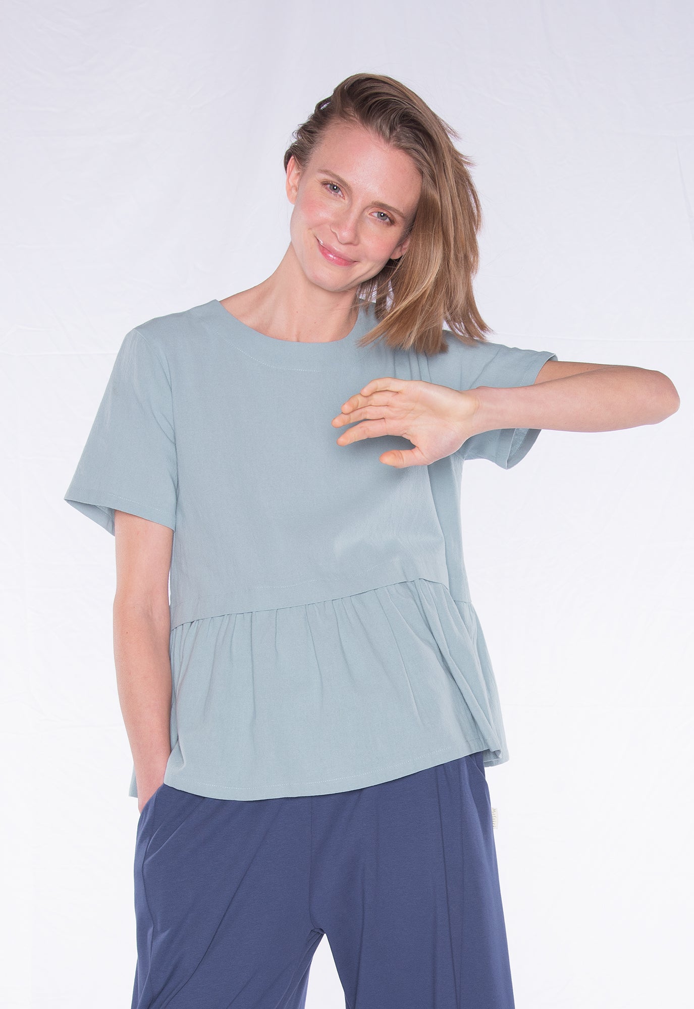 T-shirt with gathered yoke - S24Top-C1