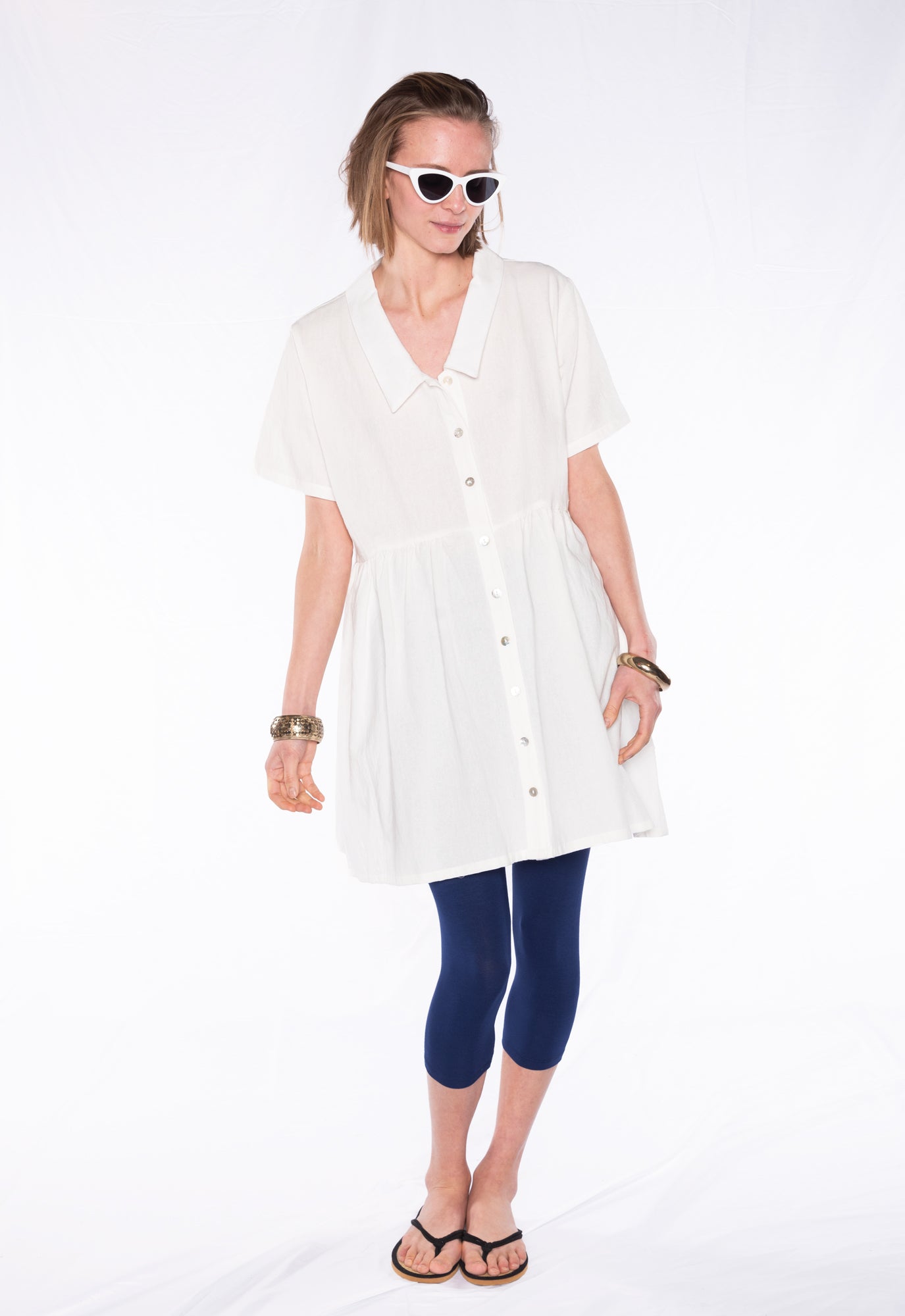 Shirt tunic with button placket - S24Top-C5