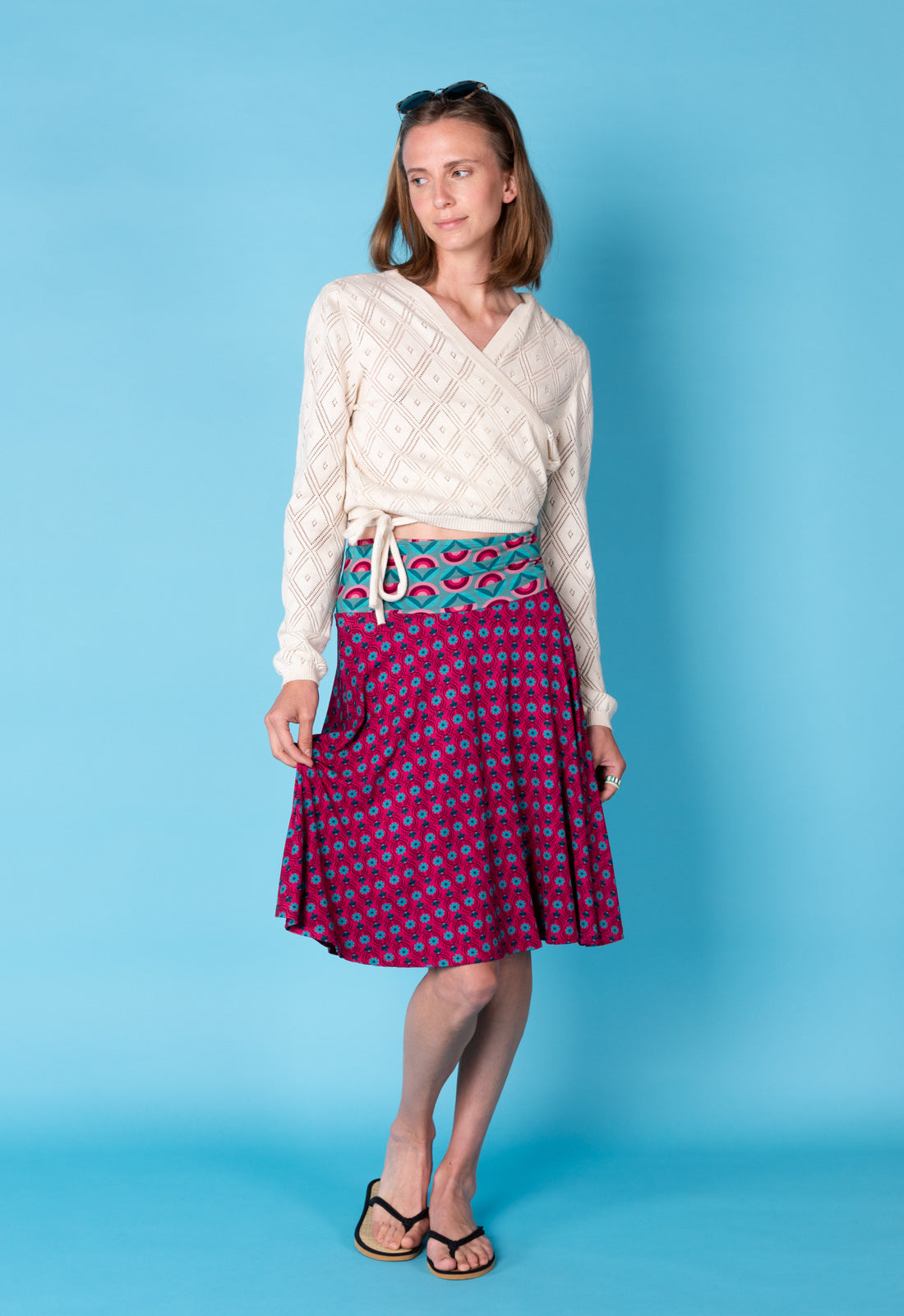 Colorful accent skirt with striking belt - S25 Candy Skirt A