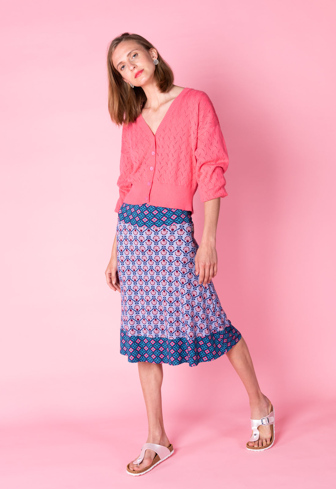 Skirt with contrasting belt and hem - S25 Candy Skirt B