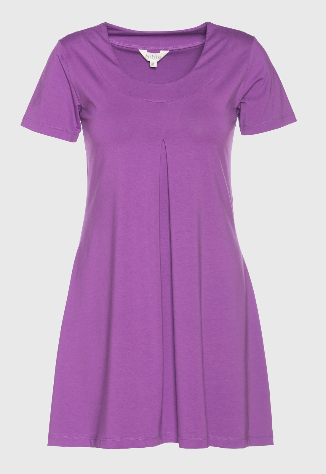 Short-sleeved mini dress with pleated detail - S25Dress-G2