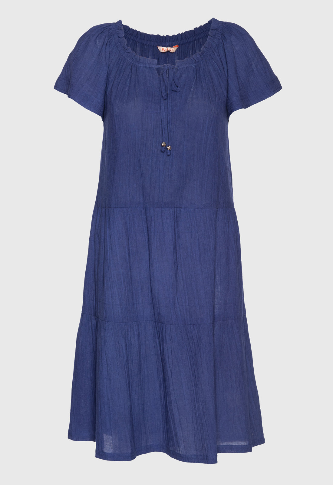 Tiered dress with cap sleeves and tie detail - S25Dress-NC3