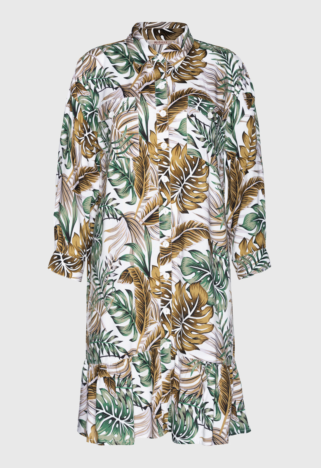 Modern shirt dress with long sleeves and a playful flounce hem - S25Dress-PR3