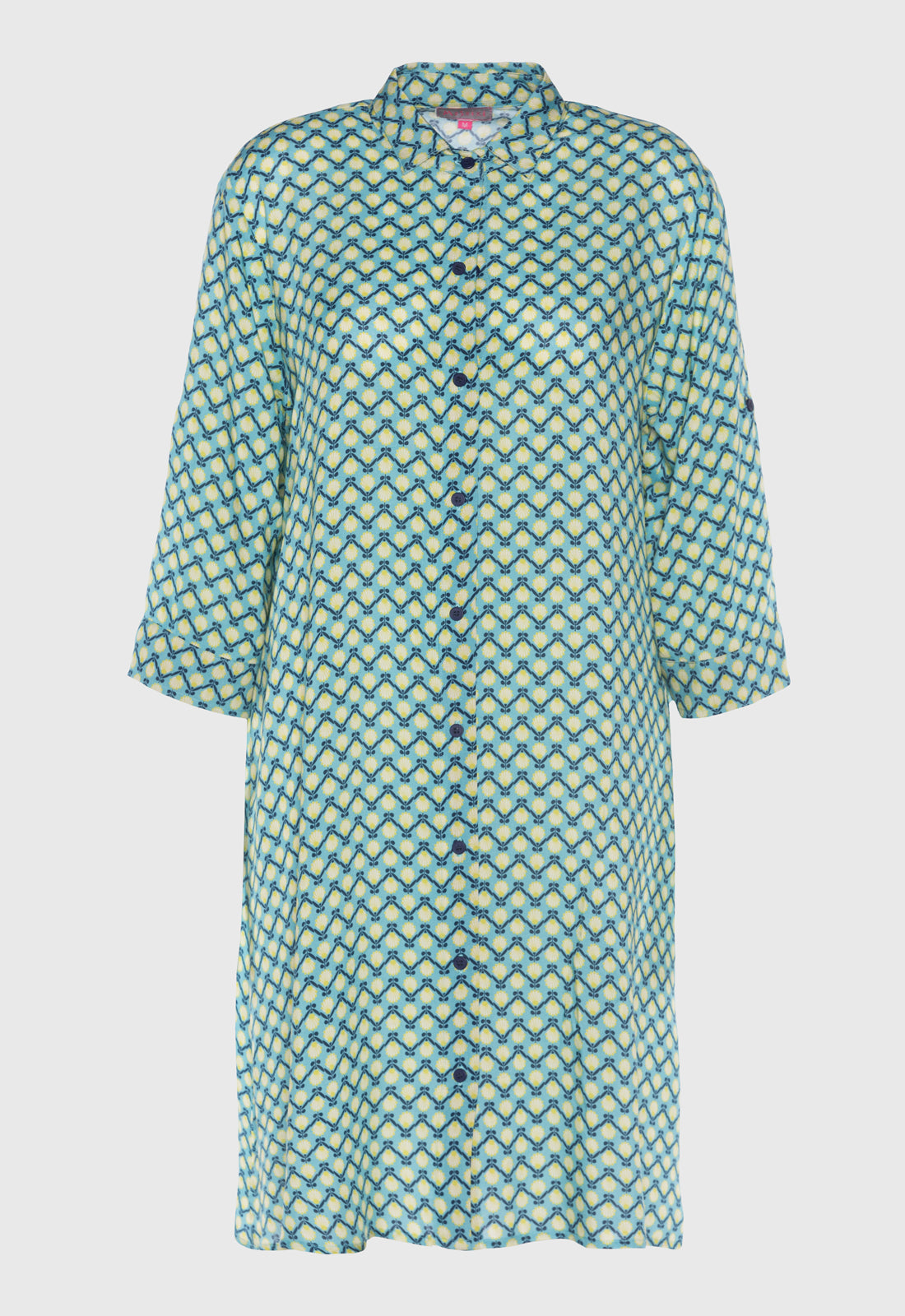 Elegantes Hemdblusenkleid mit High-Low-Saum und Seitentaschen - S25Dress-R1