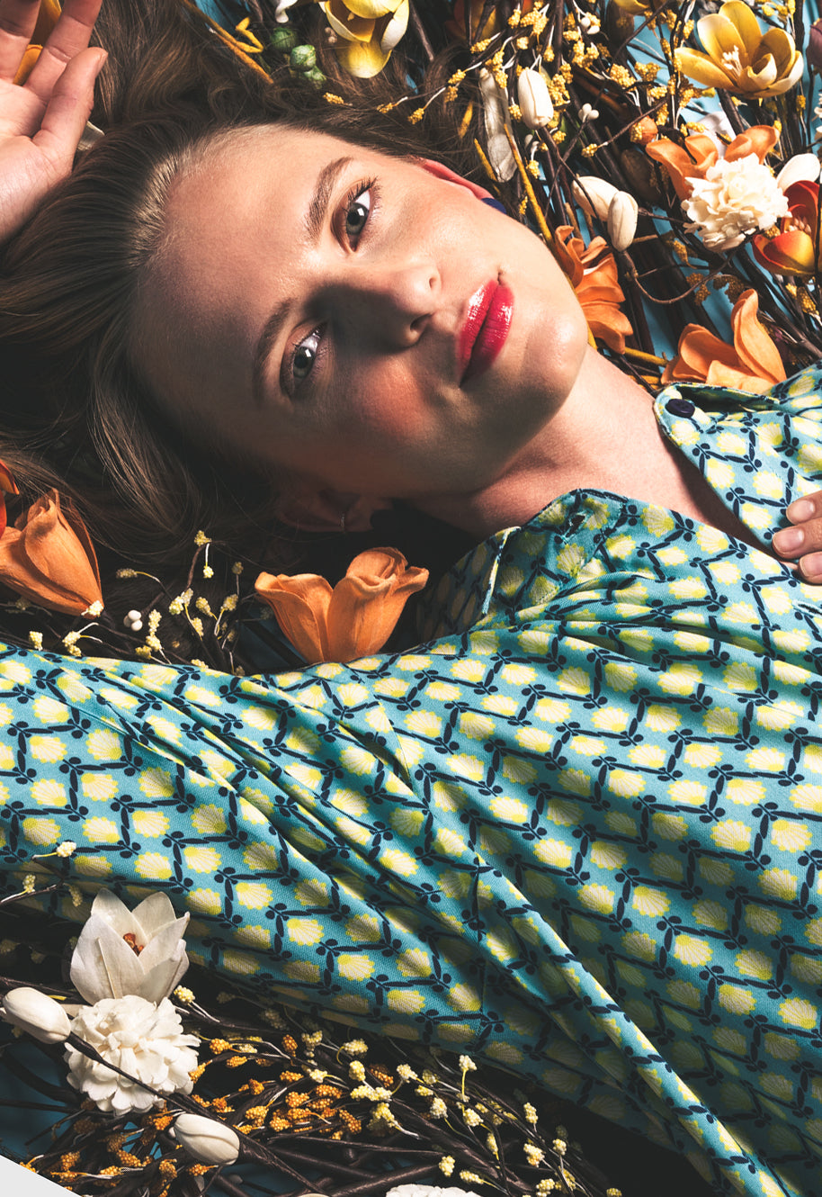 Elegant shirt dress with high-low hem and side pockets - S25Dress-R1