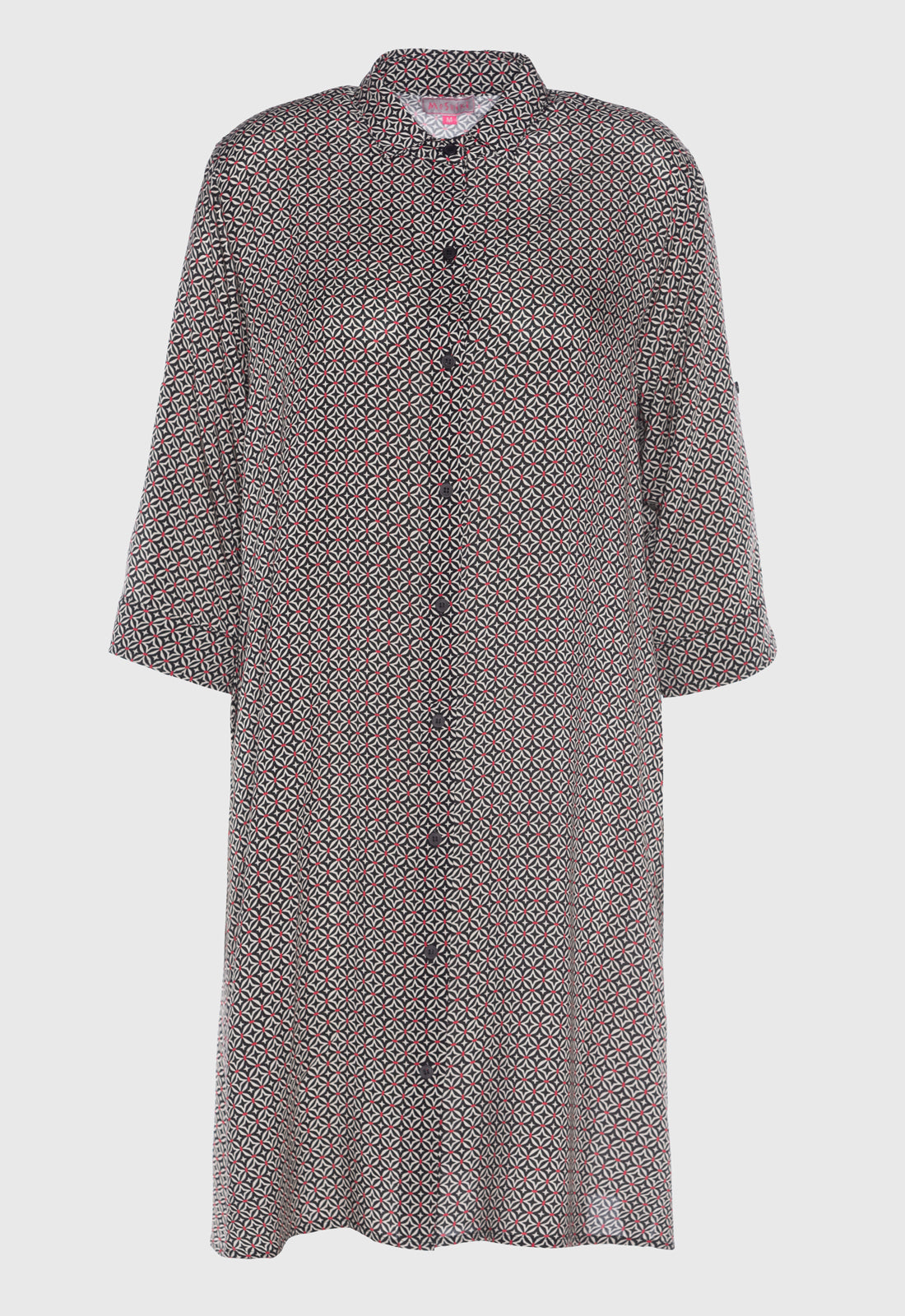 Elegantes Hemdblusenkleid mit High-Low-Saum und Seitentaschen - S25Dress-R1