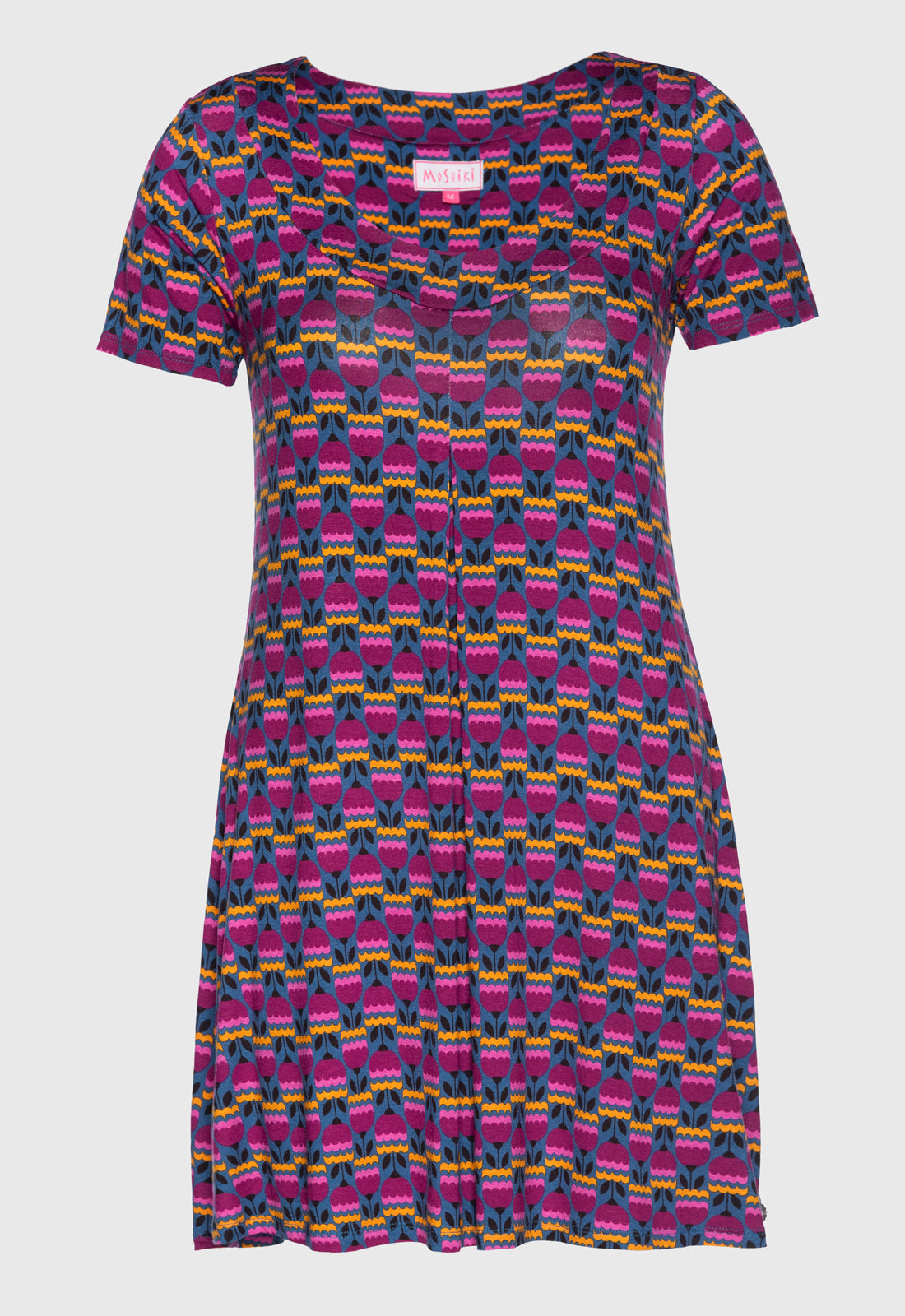 Short-sleeved dress with round neck - S25Dress-V3