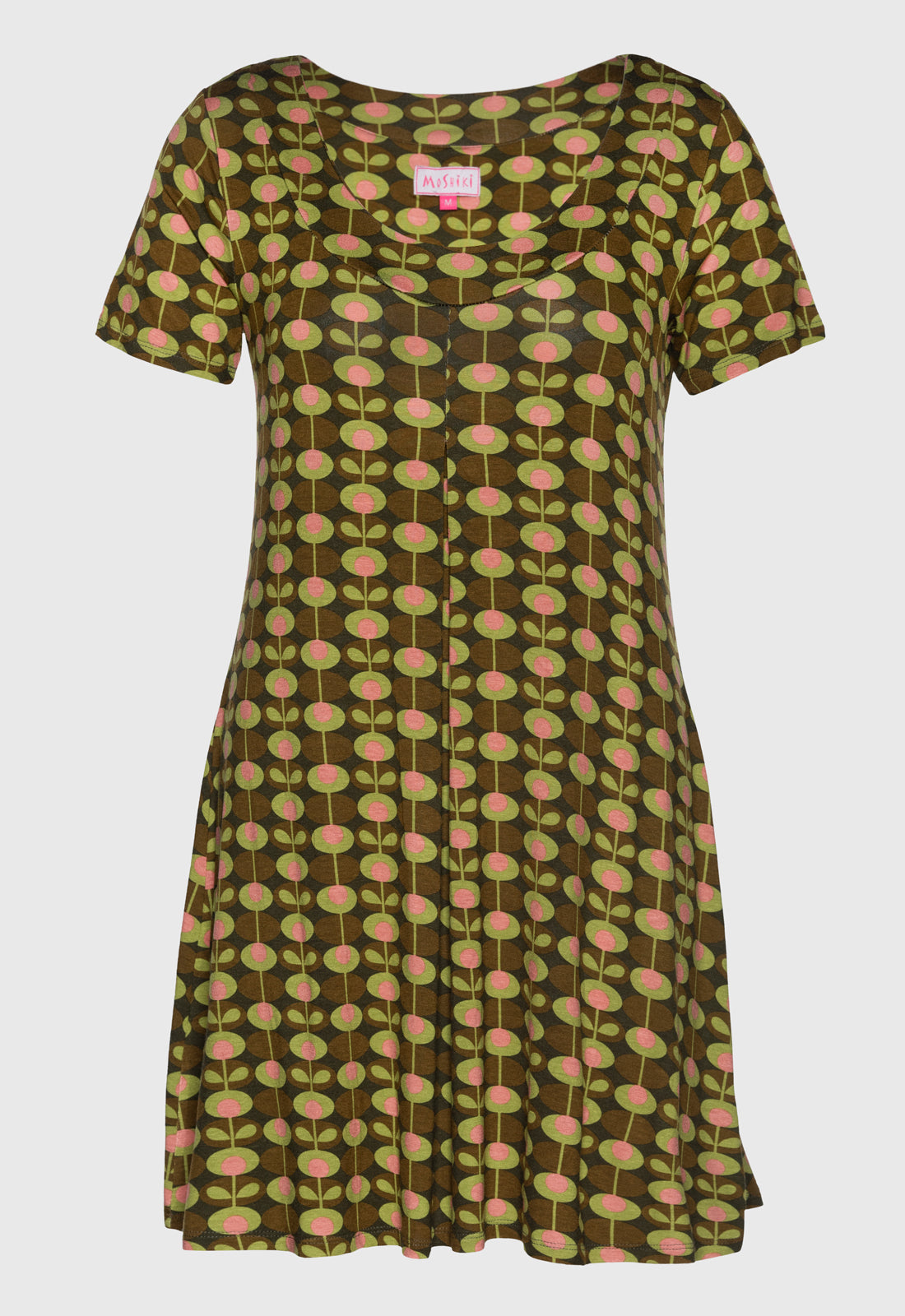 Short-sleeved dress with round neck - S25Dress-V3