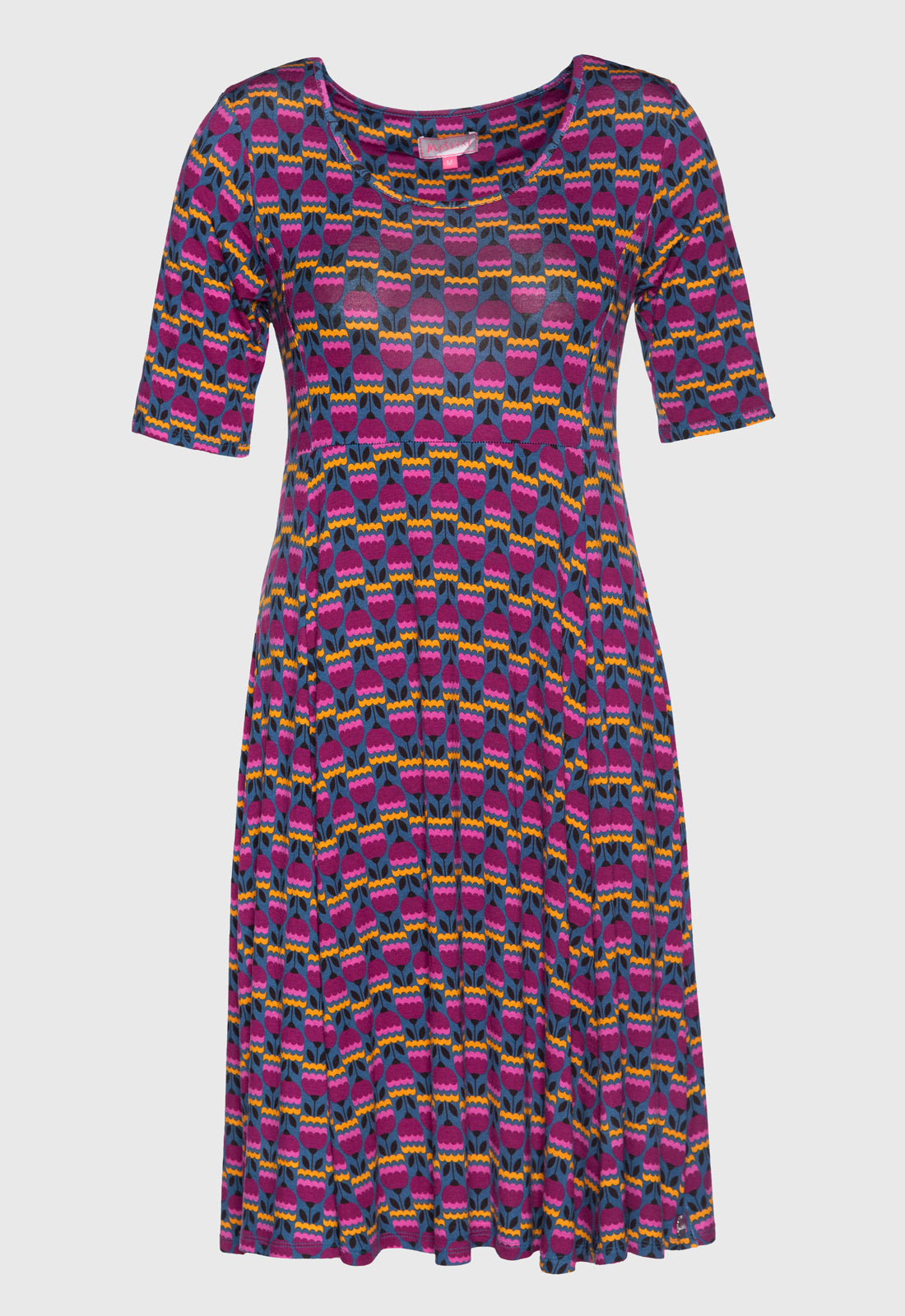 Short-sleeved dress with princess seam - S25Dress-V7