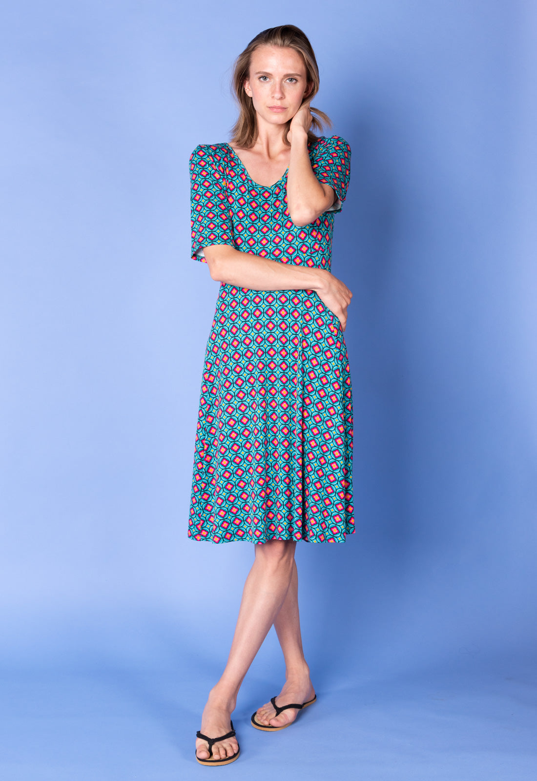 Kurzarmkleid mit Prinzessnaht - S25Dress-V7