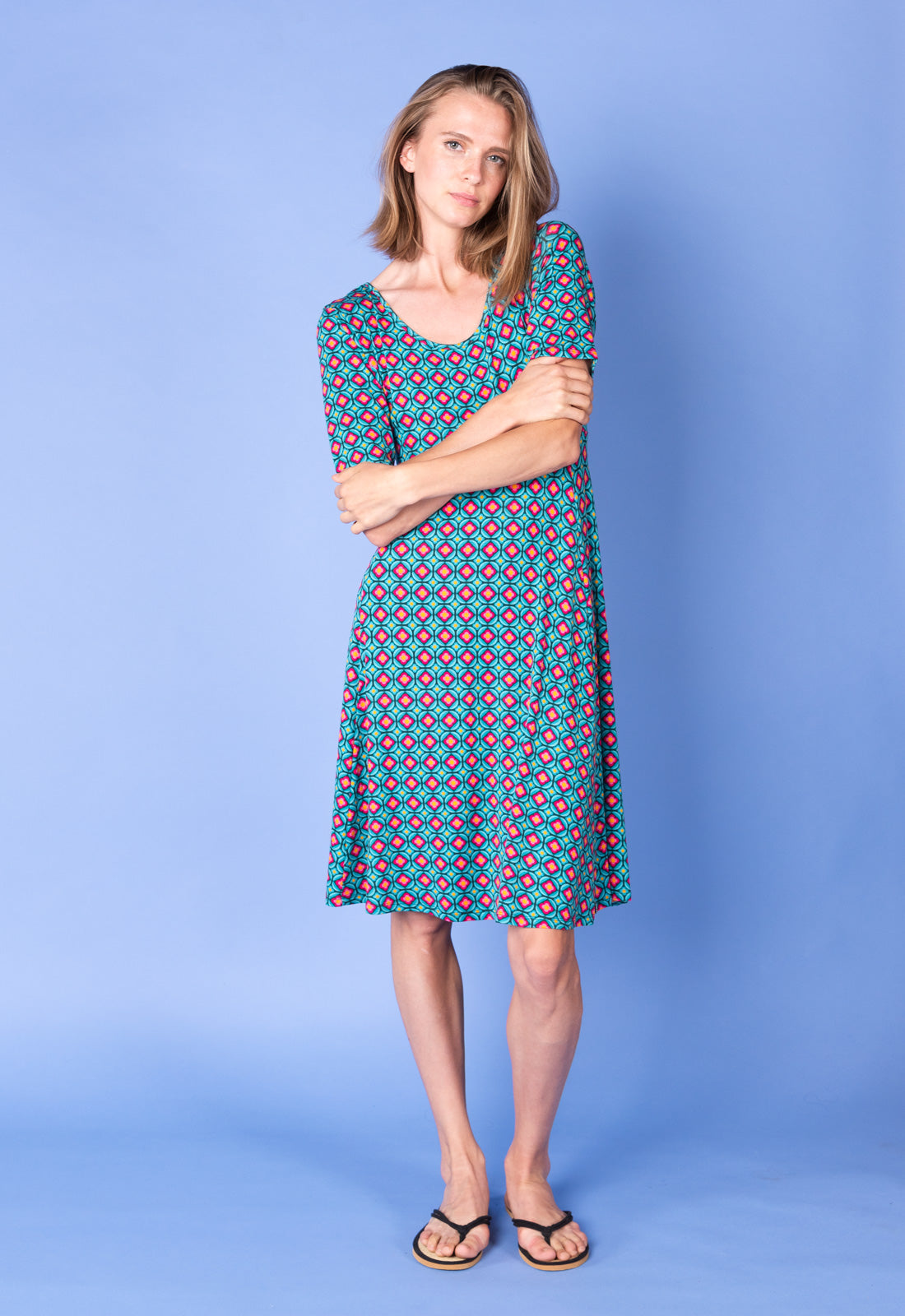 Kurzarmkleid mit Prinzessnaht - S25Dress-V7