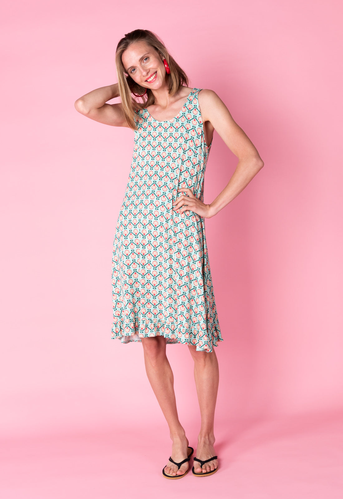 Kurzes weites Kleid ohne Ärmel - S25Dress-V9
