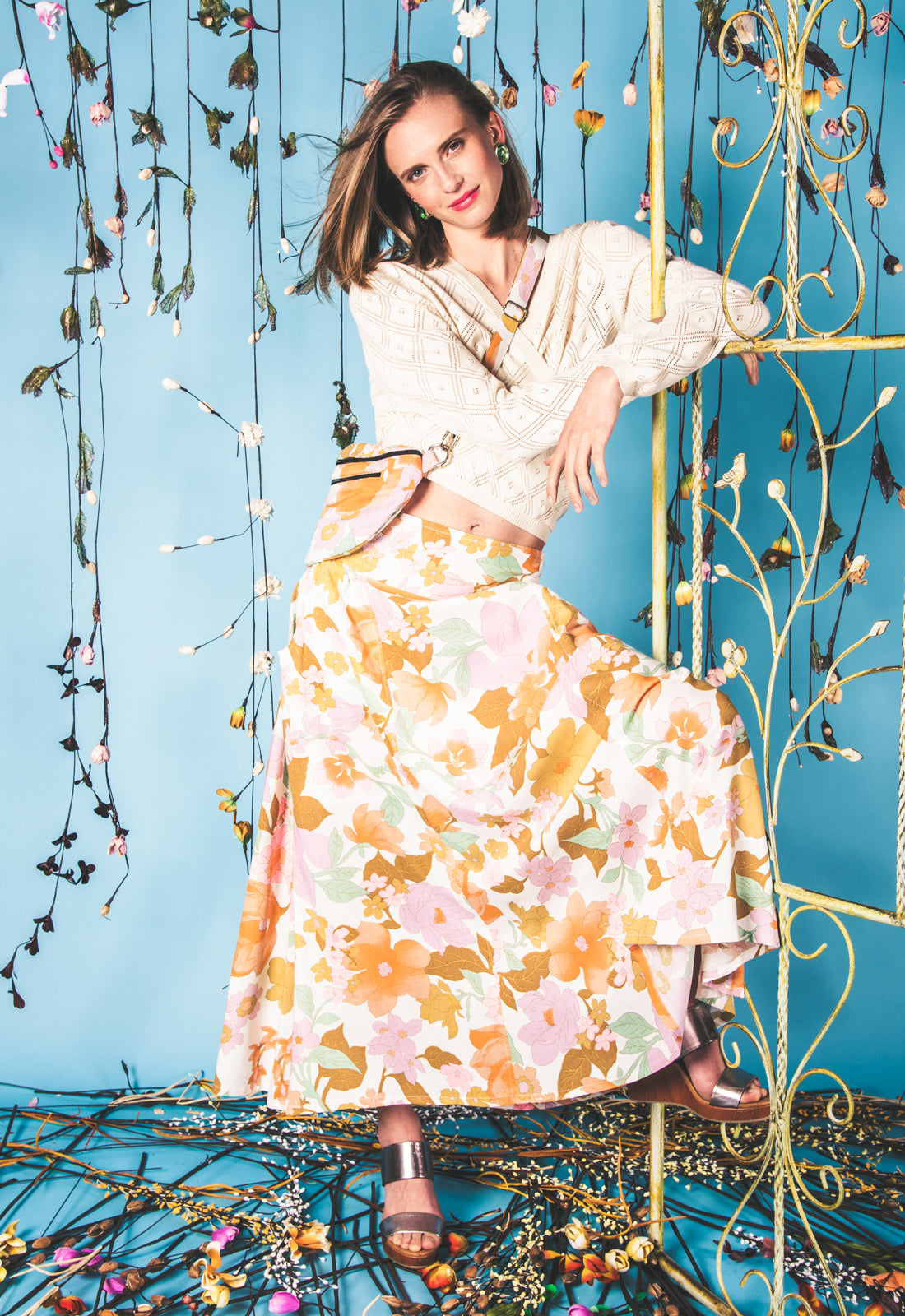 Langer ausgestellter Rock mit gesmoktem Bund - S25Sheera Maxi Skirt
