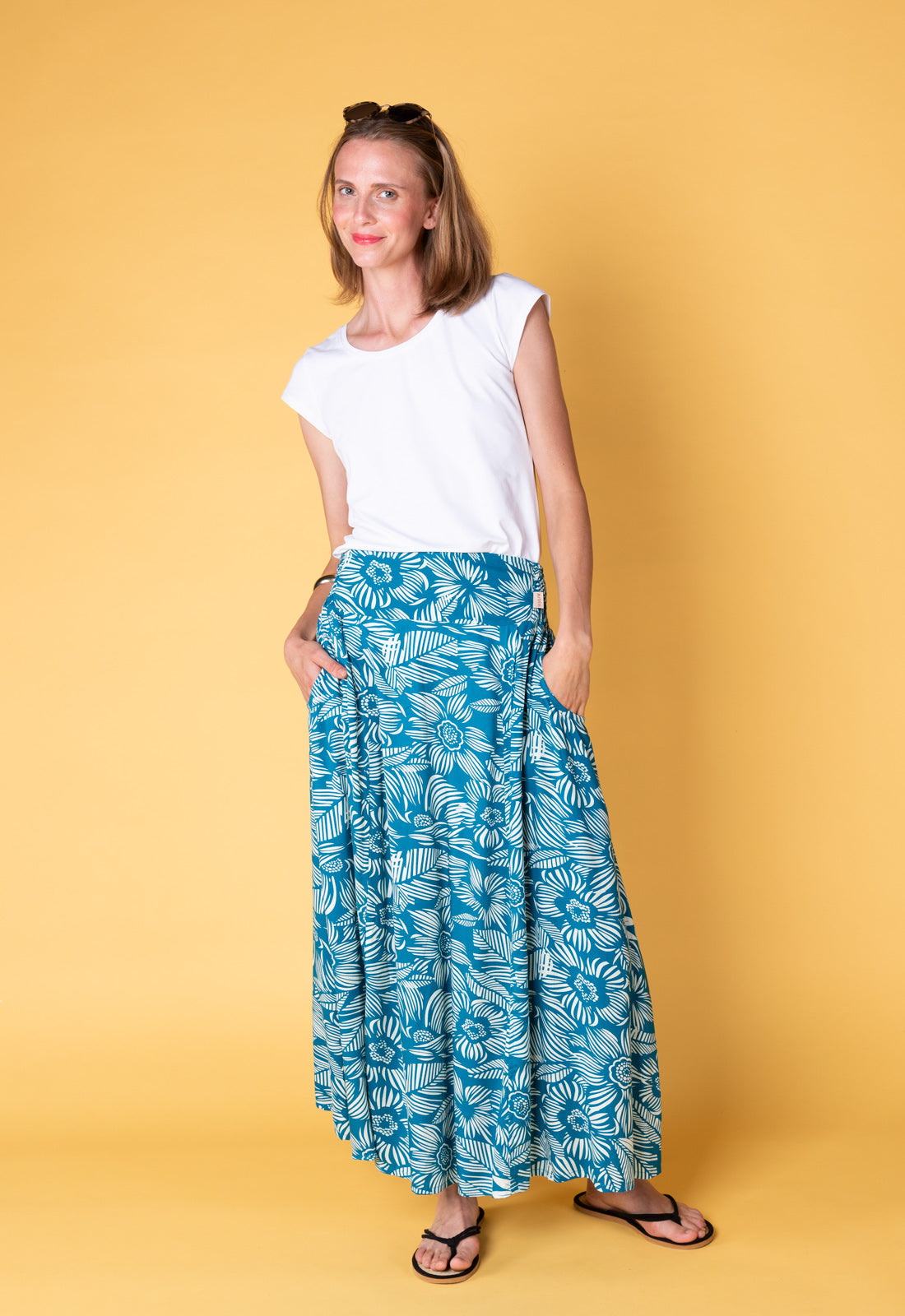 Langer ausgestellter Rock mit gesmoktem Bund - S25Sheera Maxi Skirt