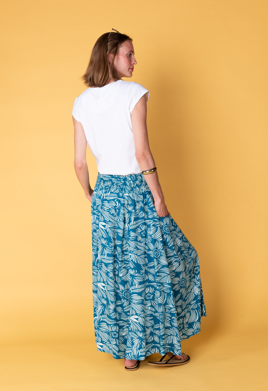 Langer ausgestellter Rock mit gesmoktem Bund - S25Sheera Maxi Skirt