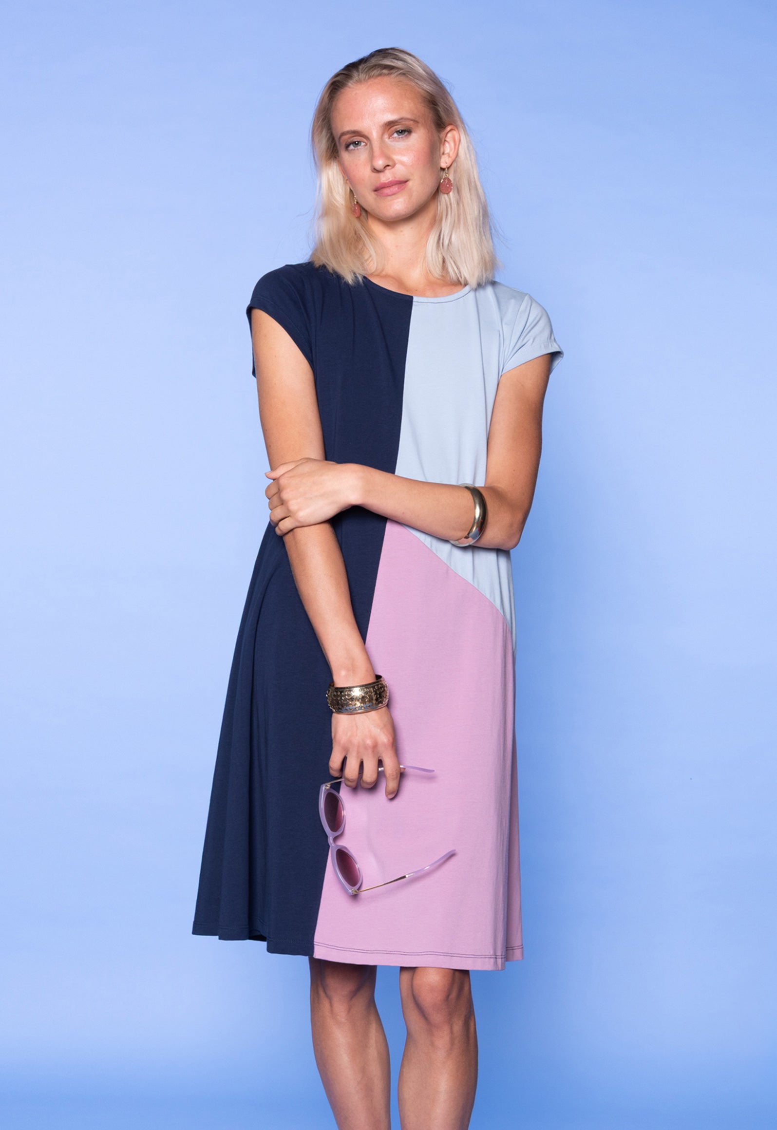 S26Dress-G5 – GOTS Bio-Baumwollkleid im Patchwork-Design