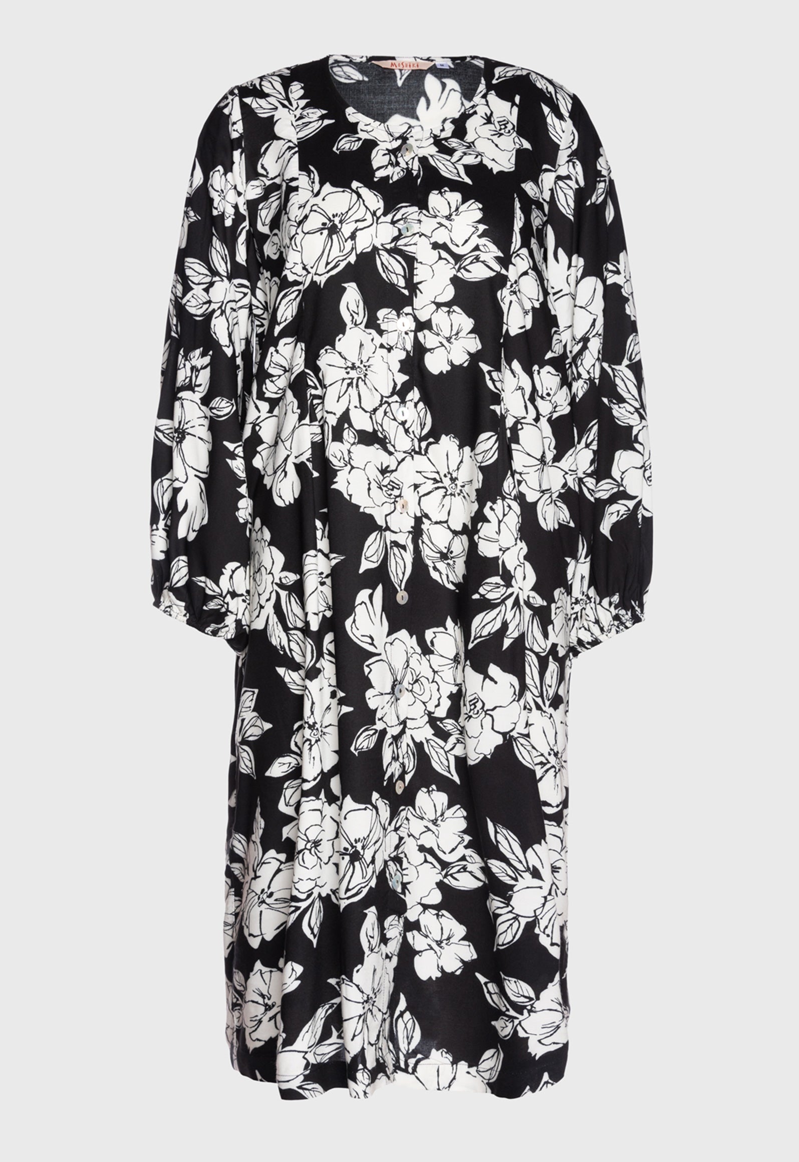 S26Dress-PR2 – Weites Kleid mit Ballonärmeln aus 100 % Upcycled Rayon