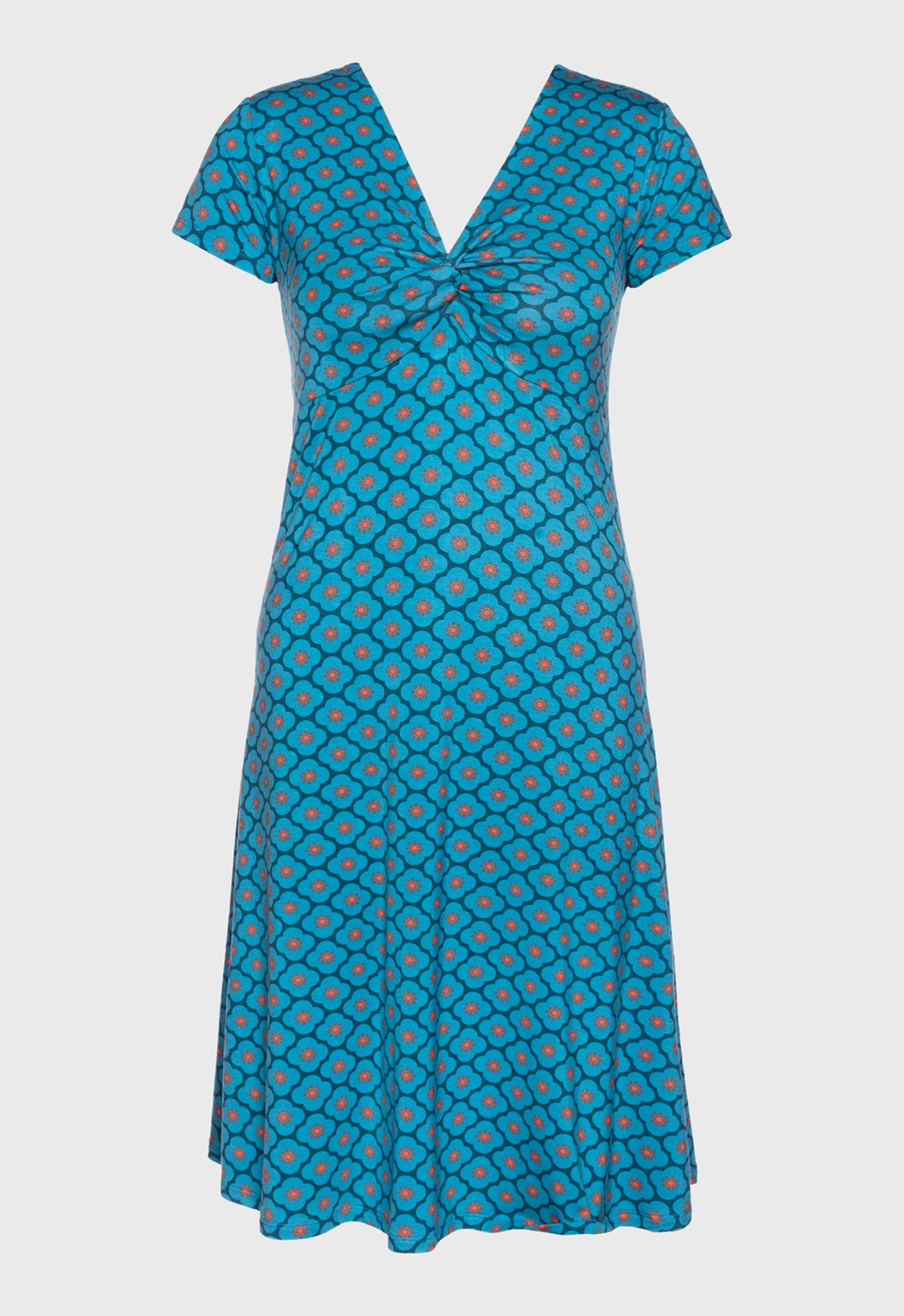 S26Dress-V1 – Kurzarmkleid mit V-Ausschnitt und Twist-Detail