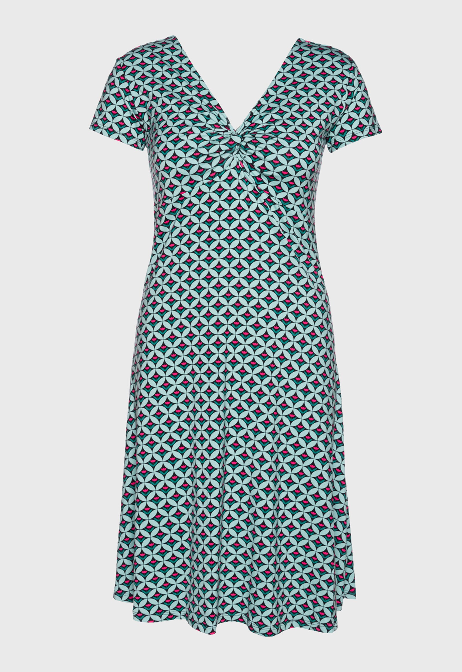 S26Dress-V1 – Kurzarmkleid mit V-Ausschnitt und Twist-Detail