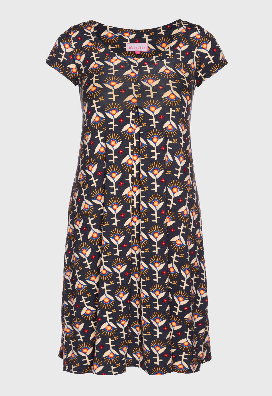 S26Dress-V5 – Kurzarmkleid mit Falte und Rundhalsausschnitt