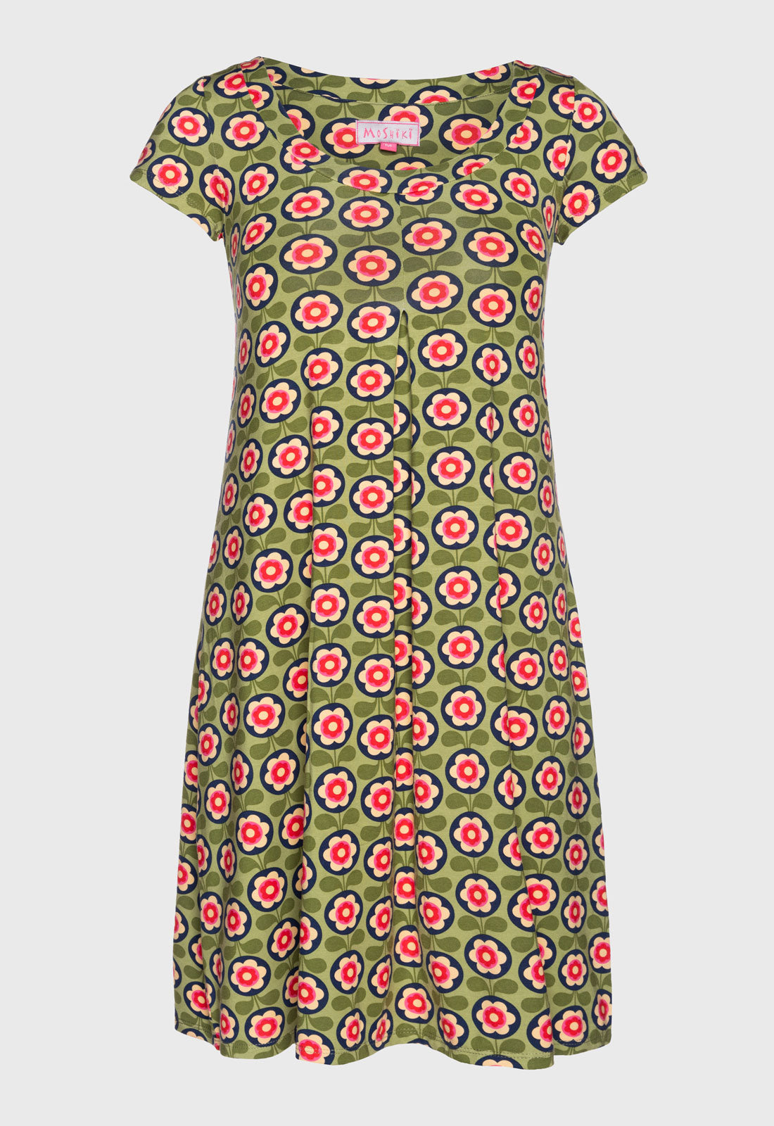 S26Dress-V5 – Kurzarmkleid mit Falte und Rundhalsausschnitt