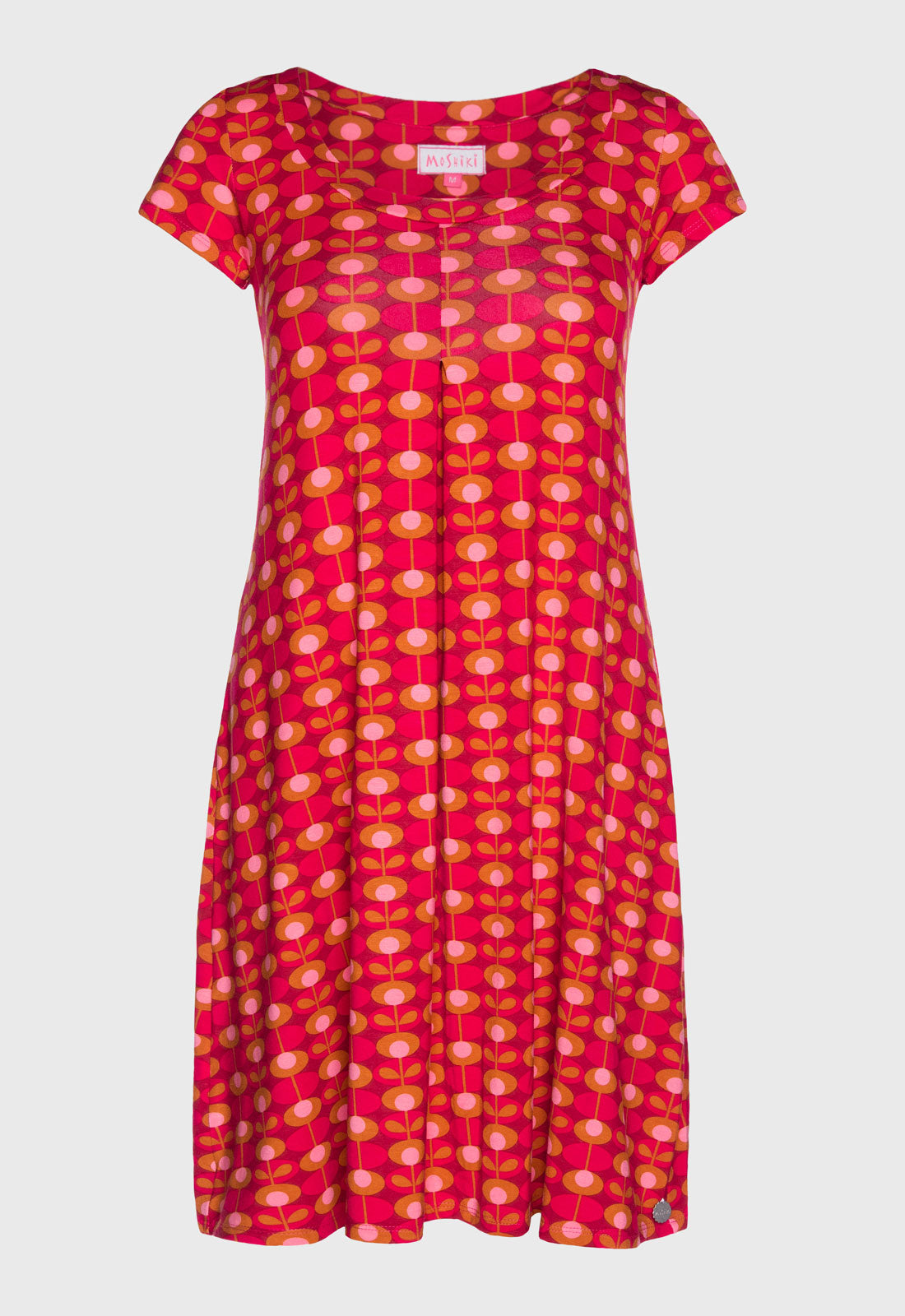 S26Dress-V5 – Kurzarmkleid mit Falte und Rundhalsausschnitt