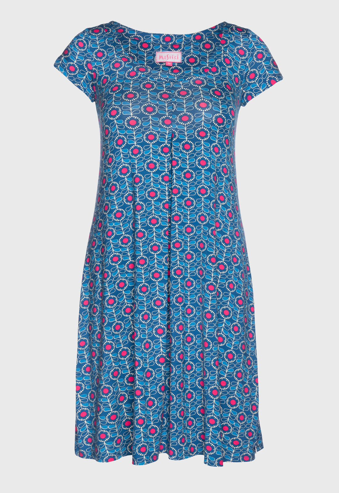 S26Dress-V5 – Kurzarmkleid mit Falte und Rundhalsausschnitt