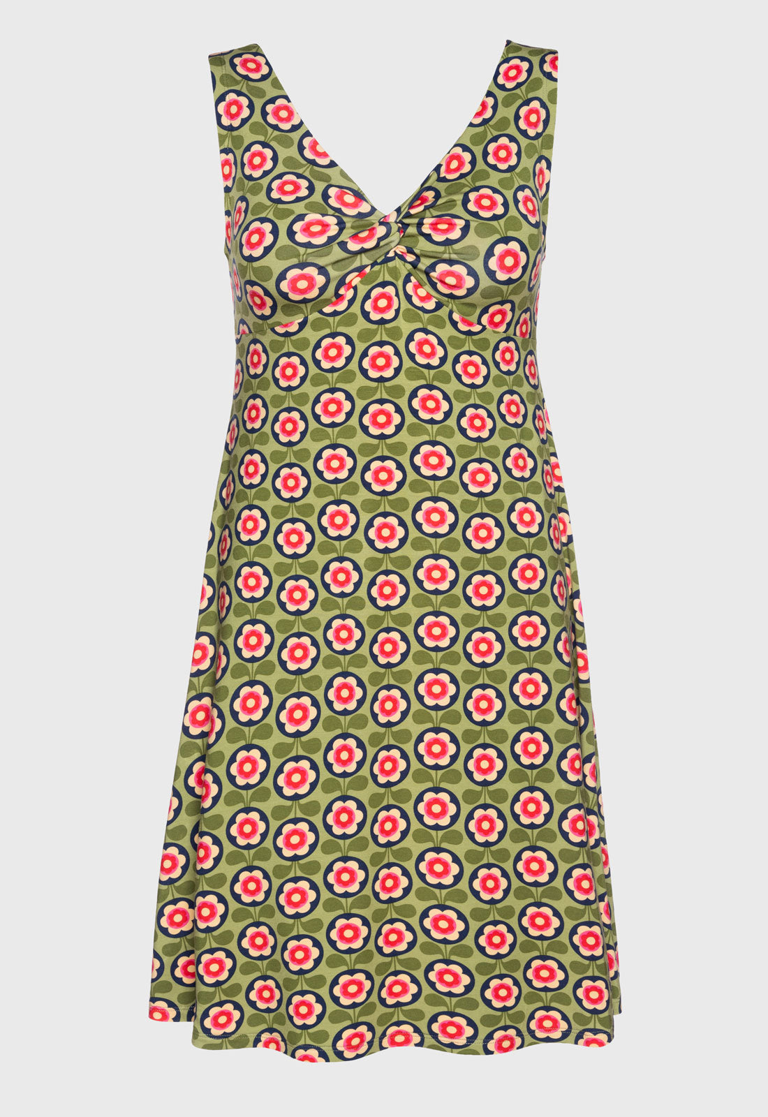 S26Dress-V6 – Ärmelloses Kleid mit Twist-Detail und schwingendem Rock