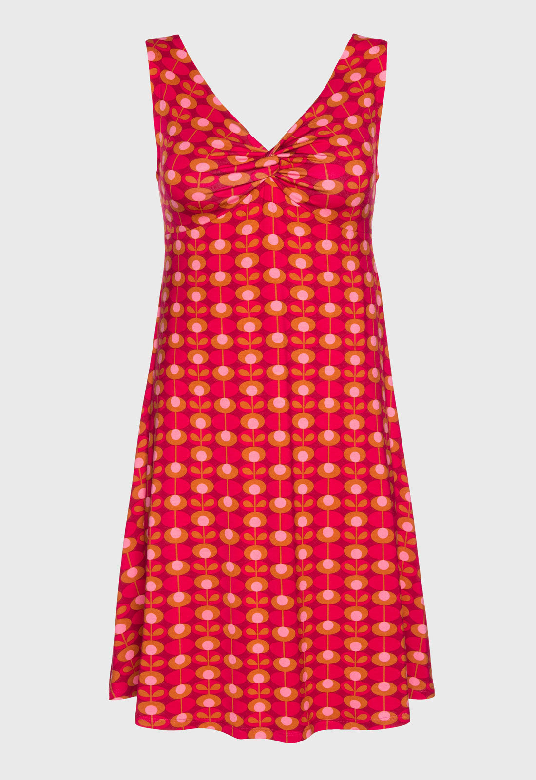 S26Dress-V6 – Ärmelloses Kleid mit Twist-Detail und schwingendem Rock