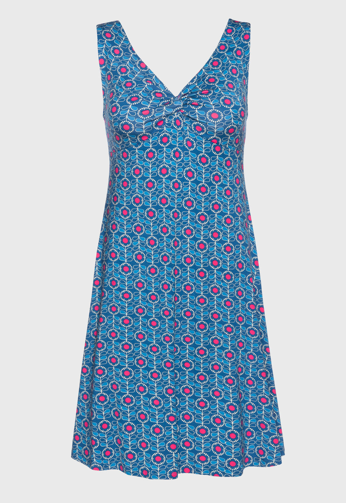 S26Dress-V6 – Ärmelloses Kleid mit Twist-Detail und schwingendem Rock