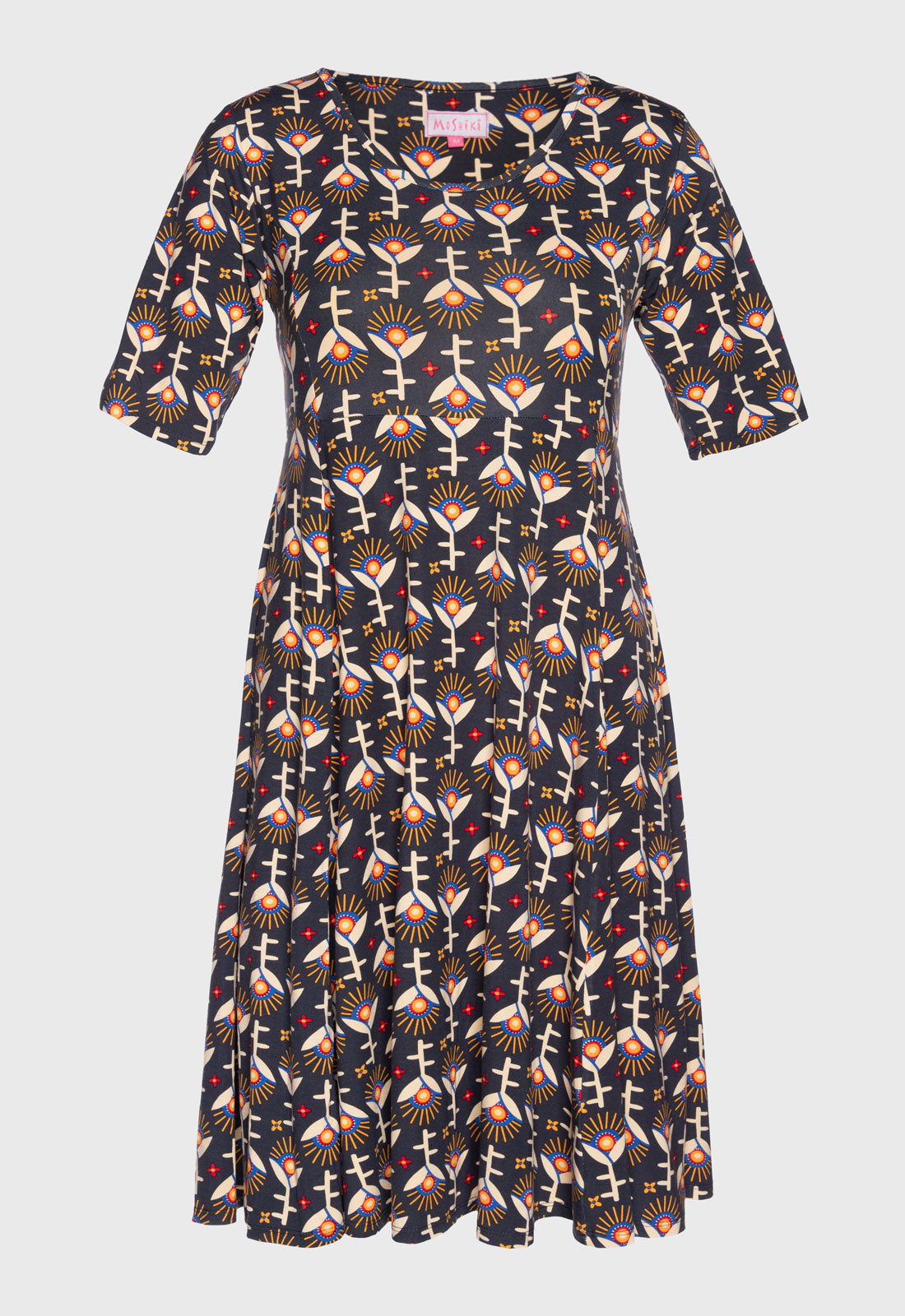 S26Dress-V7 – Kurzarmkleid mit Prinzessnaht und schwingendem Rock