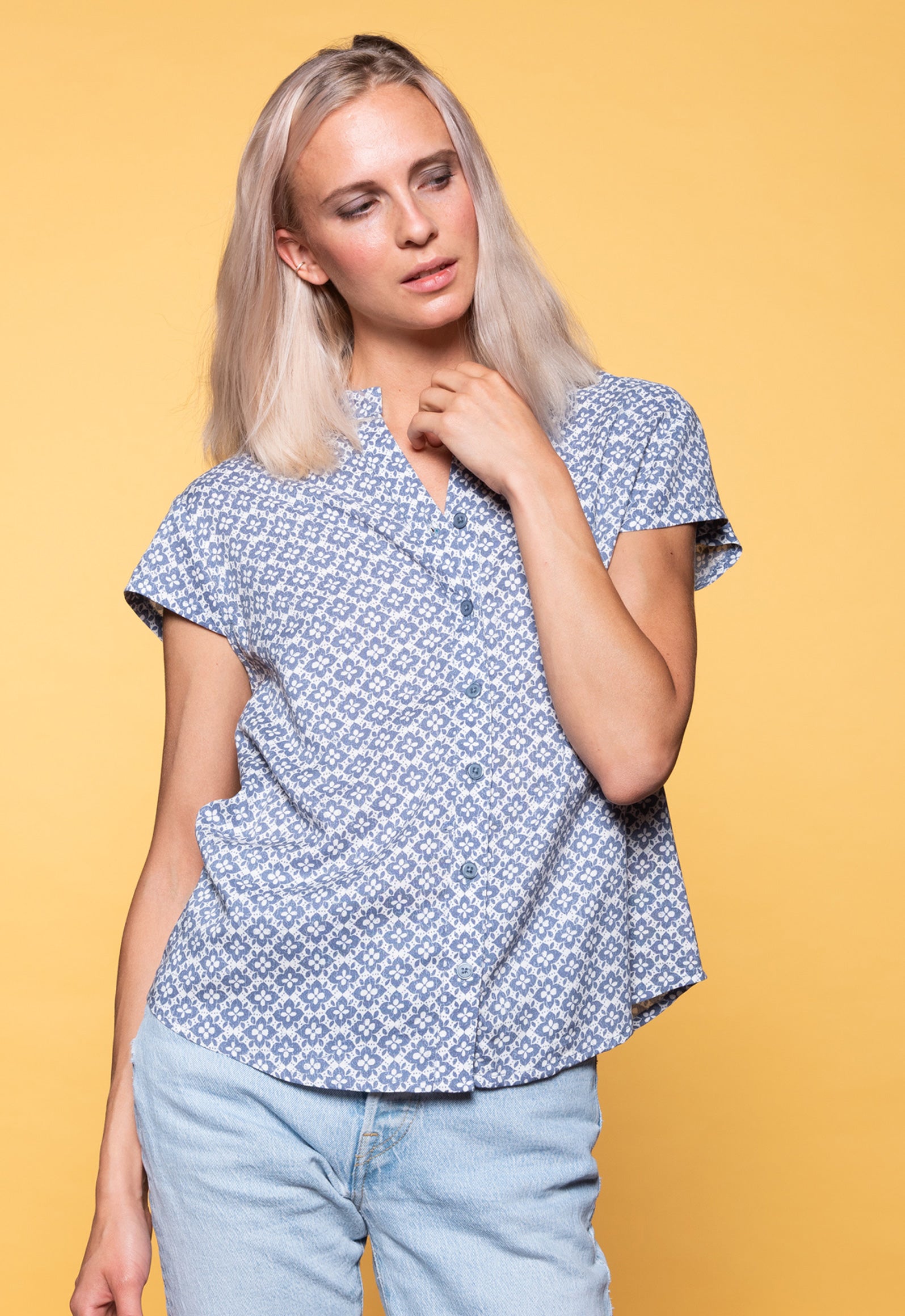 S26Top-PR3 – Figurnahes Hemd mit Flügelärmeln