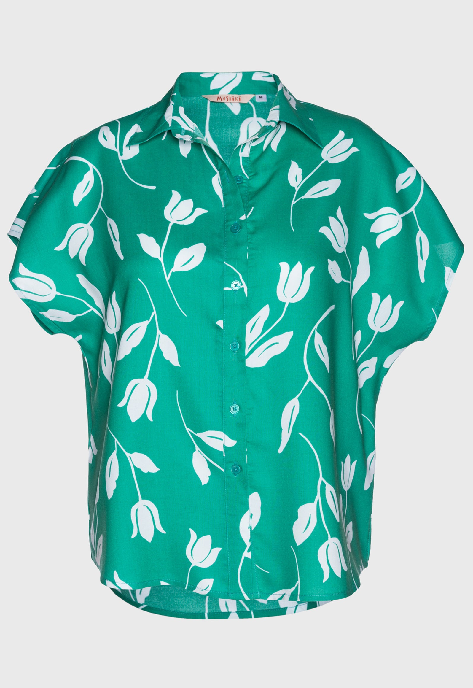 S26Top-PR4 – Weites Hemd mit Stehkragen aus Upcycled Rayon