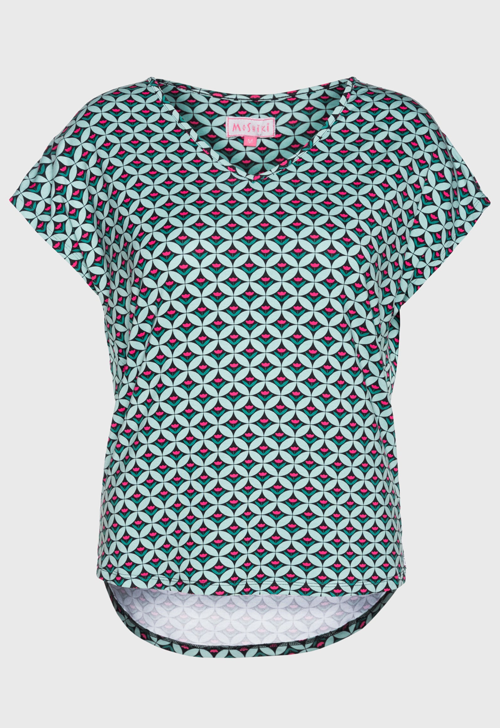 S26Top-V5 – Fließendes High-Low Shirt mit V-Ausschnitt