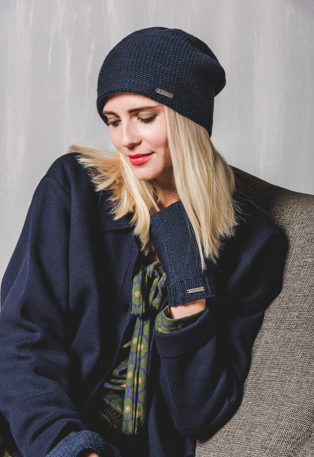 Sagar Beanie – Longbeanie aus Naturwolle in Linksstrick mit Bio-Fleece