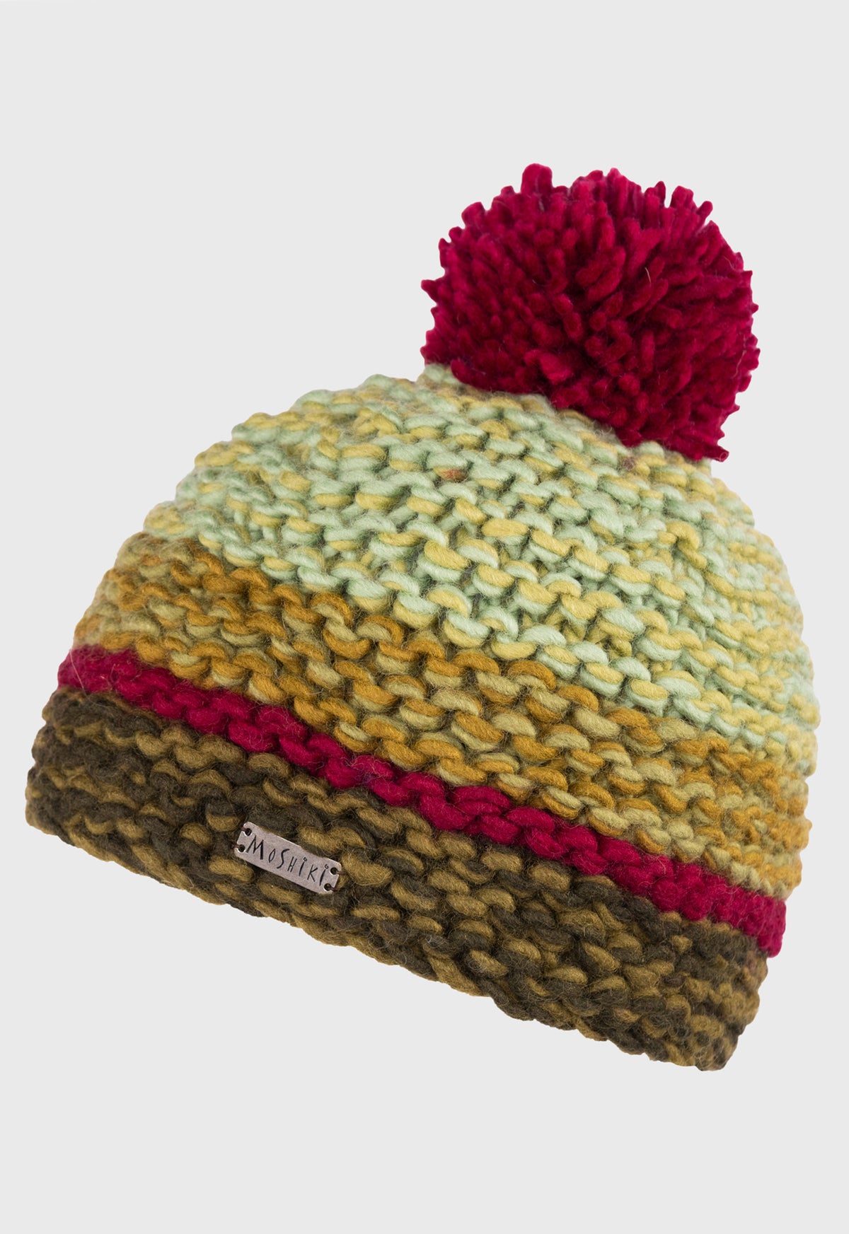 Tanuvi Beanie – Bunte Bommelmütze aus 100 % Schafswolle, handgemacht in Nepal