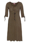 Kleid mit V-Ausschnitt, halblangen Ärmeln und Zierbändern - VD01W23