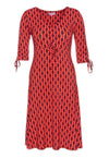 Kleid mit V-Ausschnitt, halblangen Ärmeln und Zierbändern - VD01W23