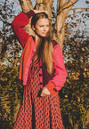 Kleid mit V-Ausschnitt, halblangen Ärmeln und Zierbändern - VD01W23