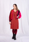 Kleid mit V-Ausschnitt, halblangen Ärmeln und Zierbändern - VD01W23