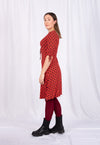 Kleid mit V-Ausschnitt, halblangen Ärmeln und Zierbändern - VD01W23