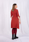 Kleid mit V-Ausschnitt, halblangen Ärmeln und Zierbändern - VD01W23