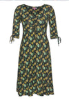 Kleid mit V-Ausschnitt, halblangen Ärmeln und Zierbändern - VD01W23
