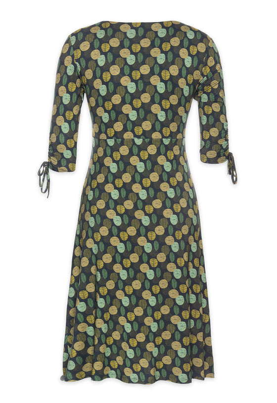 Kleid mit V-Ausschnitt, halblangen Ärmeln und Zierbändern - VD01W23