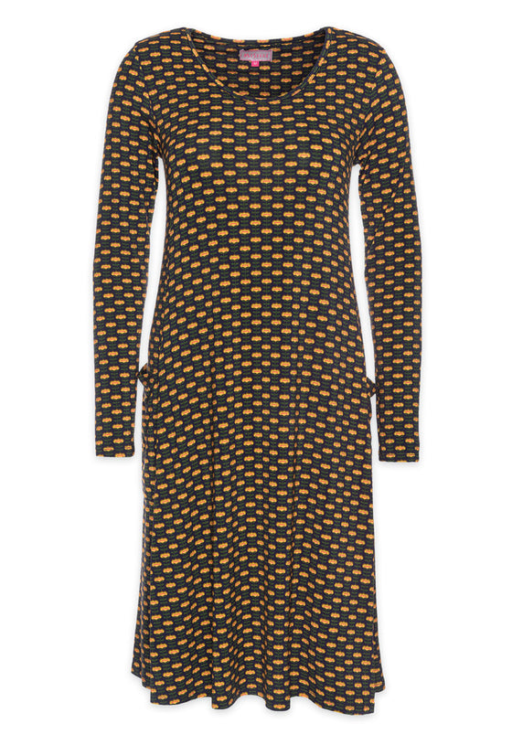 Langarmkleid mit Prinzessnaht und seitlichen Taschen - VD02W23