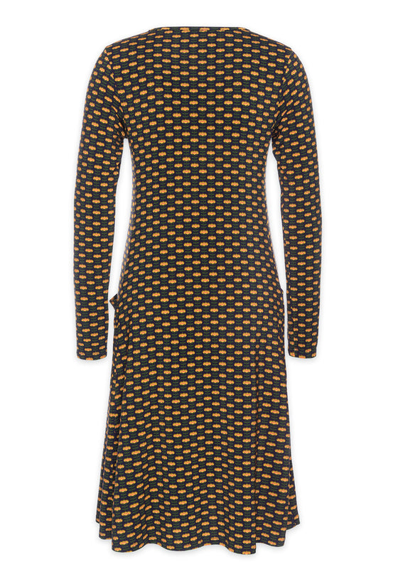Langarmkleid mit Prinzessnaht und seitlichen Taschen - VD02W23