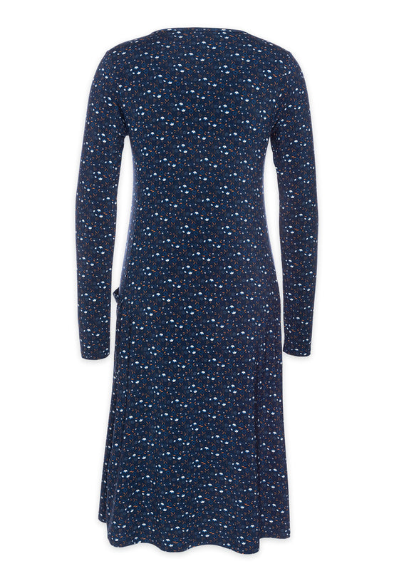 Langarmkleid mit Prinzessnaht und seitlichen Taschen - VD02W23