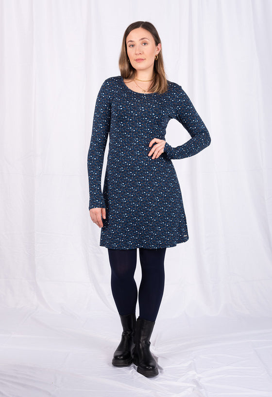 Locker geschnittenes Kleid mit ausgestelltem Rockteil - VD03W23
