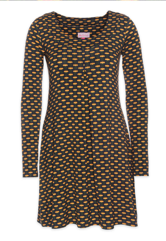 Kurzes Langarm-Kleid mit Kellerfalte - VD05W23