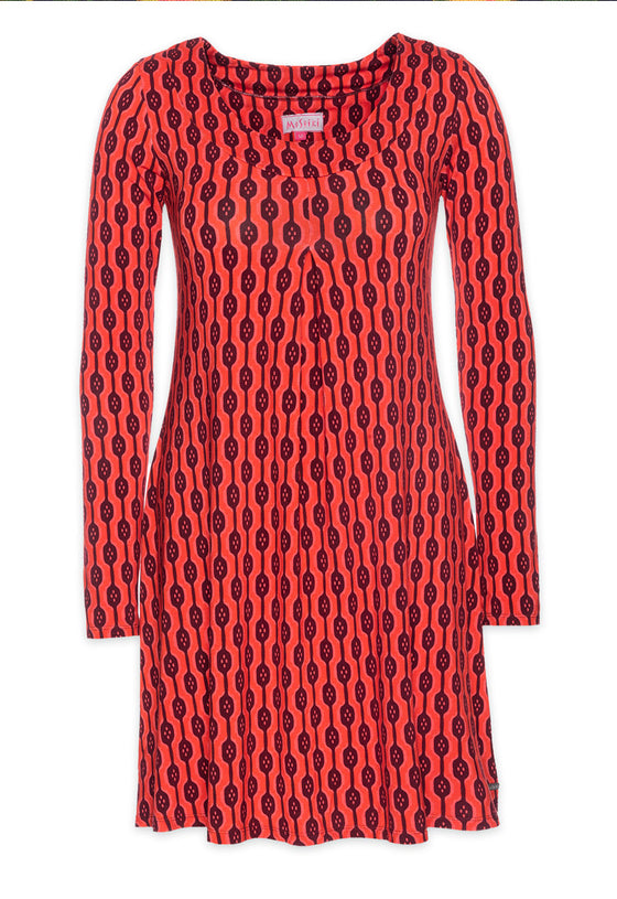 Kurzes Langarm-Kleid mit Kellerfalte - VD05W23